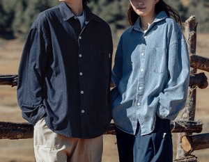 Button Shirt Plain Color Long Sleeves Unisex