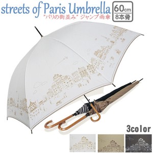 60cmジャンプ傘　パリの街並みプリント