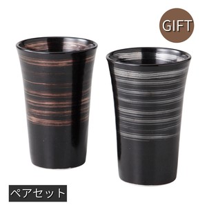 ギフト カスリ金彩・銀彩フリーカップペア 日本製  美濃焼