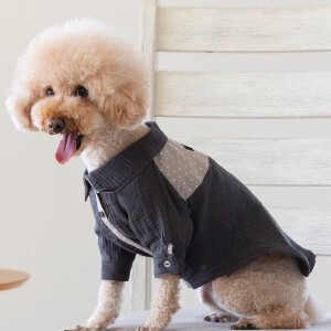 ぽこぽこガーゼシャツ　ドッグウェア　犬服　リンクコーデ　日本製　made in japan　ペット服　シャツ