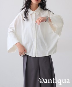Antiqua Button Shirt/Blouse 3/4 Length Sleeve Tops Ladies' Short Length