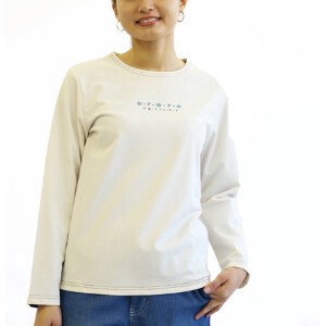日本製　お花刺しゅうの長袖Tシャツ　140558