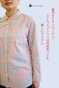 日本製　着やすさナンバーワン！長袖布帛マルチストライプシャツ　141101