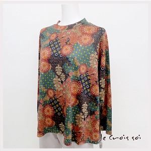 T-shirt Pullover Flower Print Cut-and-sew
