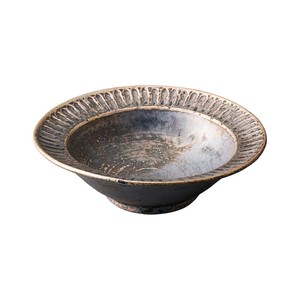 【信楽焼】黒釉彫 リム鉢