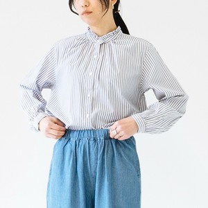 Button Shirt/Blouse Stripe Ladies'