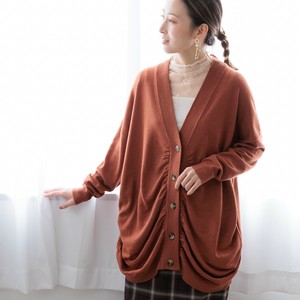 Cardigan Gathered Wool Blend Knitted Cardigan Sweater