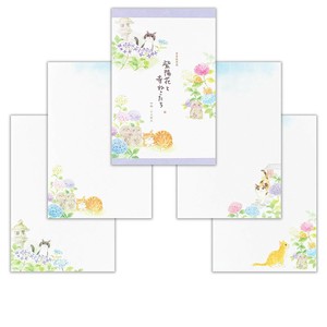 便箋　ねころび　紫陽花と寺ねこ【日本製】
