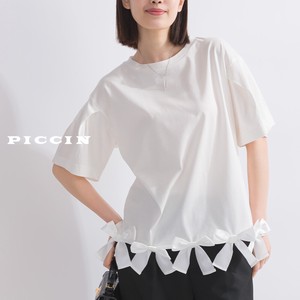 T-shirt Tuck Sleeves Cotton Cut-and-sew 2024 Spring/Summer