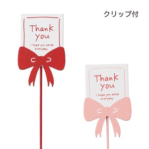 木製プレートピック　リボン　Thank you　プランター/植物/花/プレゼント/贈り物