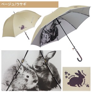定番商品　人気商品　売れ筋　ベージュ-ウサギ　60cm　晴雨兼用　裏面動物写真プリント傘