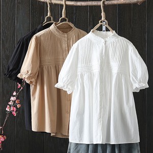 Button Shirt/Blouse Pintuck Shirt Cotton NEW