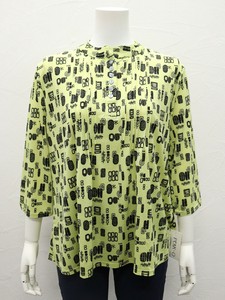 T-shirt Pintucked 3/4 Length Sleeve Printed Thin Cut-and-sew