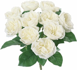 【造花】ガーデンローズブッシュ　ホワイト　FB-2645W