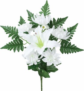 【造花】仏花ブッシュL　ホワイトグリーン　FP-1042W/G