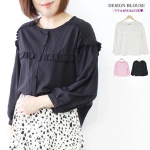 Button Shirt/Blouse Mini Collar Blouse Spring