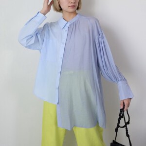 Button Shirt/Blouse Gathered Blouse Docking Tops