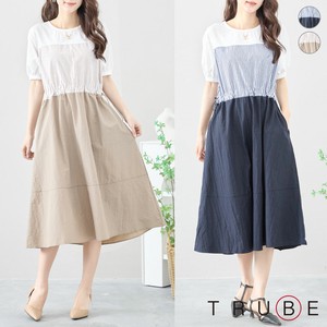 Casual Dress Color Palette Design Stripe L One-piece Dress M 【2024NEW】
