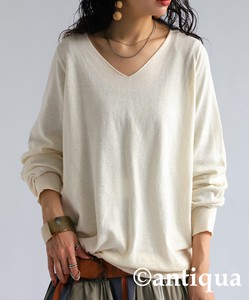 [antiqua] Sweater/Knitwear NEW Knitted Long Sleeves V-Neck Tops Ladies