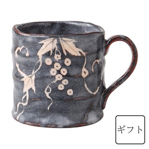 [ギフト] 鼡志野葡萄紋マグカップ 300ml 美濃焼 日本製 手描き