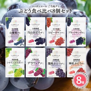 【ぶどうグミ 8種類セット】全国農協食品 ニッポンエール ご当地グミ 果実グミ