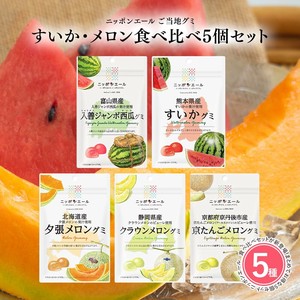 【すいか・メロングミ 5種類セット】全国農協食品 ニッポンエール ご当地グミ 果実グミ