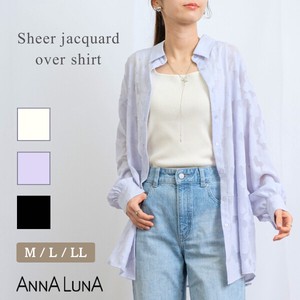 Button Shirt/Blouse Shirtwaist Oversized Sheer Jacquard