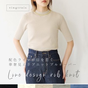Sweater/Knitwear Color Palette Pullover Ladies Ribbed Knit