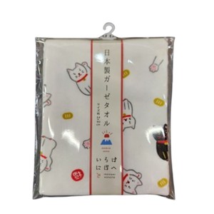 Hand Towel Beckoning Cat Face M Made in Japan
