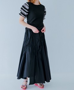 SALE【unica】　リボンギャザーシャーリングスカート　LADIES