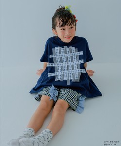 SALE【unica】　格子柄デザインTシャツ　KIDS　S-XL（115-155cm）