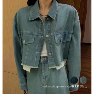 24ss NEW 韓国ファッション クロップ丈 デニムジャケット 2color