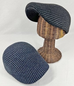 2024S/S　デニムアゼ編みサーモ　ハンチング　帽子　※サイズ調節可能
