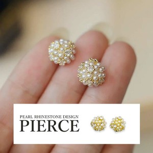Pierced Earringss Pearl Design Rhinestone