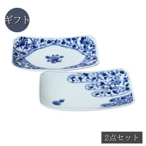 ギフトセット　藍彩長角皿ペアセット 美濃焼 日本製