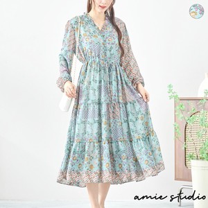 Casual Dress Floral Pattern L One-piece Dress M 【2024NEW】