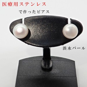金耳针耳环（珍珠/月光石） 不锈钢 纽扣 日本制造
