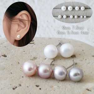 Pierced Earrings Gold Post Pearls/Moon Stone Stainless Steel 4mm Made in Japan