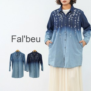 Button Shirt/Blouse Gradation Cotton Embroidered 2-colors 【2024NEW】