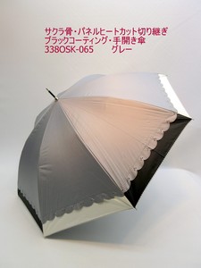 2024春夏新作）晴雨兼用長傘-婦人　サクラ骨・パネルヒートカット切り継ぎブラックコーティング手開き傘