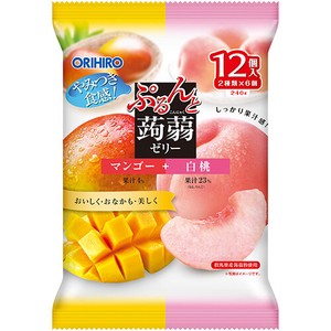 ぷるんと蒟蒻ゼリーパウチ　マンゴー＋白桃　12個