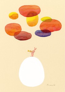 ポストカード イラスト 山田和明「茜色に染まる雲」105×150mm 動物 絵本作家 2024新作
