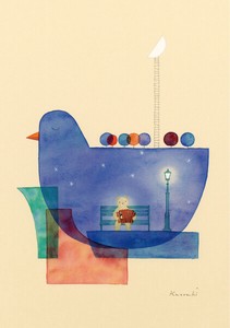 ポストカード イラスト 山田和明「7つの星が輝く夜に」105×150mm 動物 絵本作家 2024新作