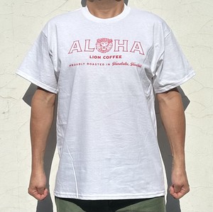 2024春夏　新商品　Tシャツ　LION COFFEE  ALOHA T　ホワイト