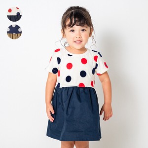 Kids' Casual Dress Design Jacquard Docking One-piece Dress M Switching Polka Dot
