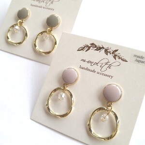Pierced Earrings Gold Post Design M Simple