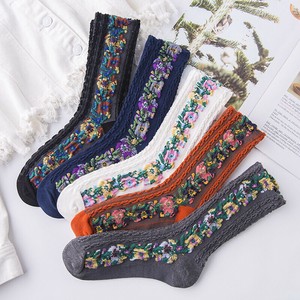Socks Floral Pattern Socks Cotton Ladies