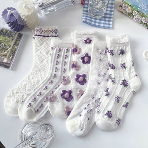 Socks Floral Pattern Socks Cotton Ladies'