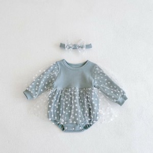 Baby Dress/Romper Plain Color Long Sleeves Hair Band Rompers Spring