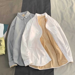 Button Shirt Brushing Fabric Plain Color Long Sleeves Autumn/Winter